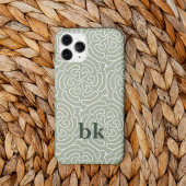 Matig groen patroon, monogrammen Case-Mate iPhone case