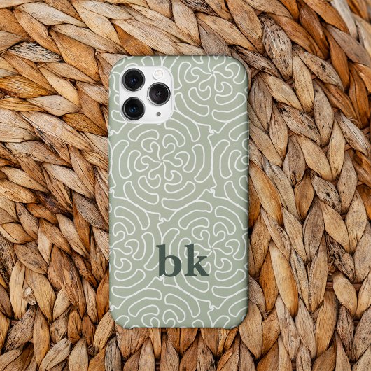 Matig groen patroon, monogrammen Case-Mate iPhone case