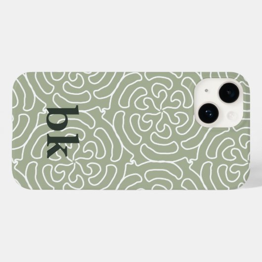 Matig groen patroon, monogrammen Case-Mate iPhone case (Achterkant (horizontaal))