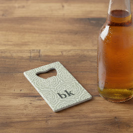 Matig groen patroon, monogrammen creditkaart flessenopener