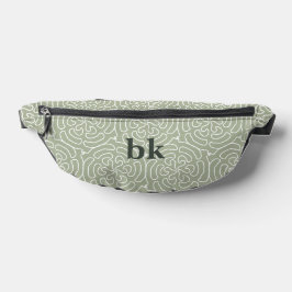 Matig groen patroon, monogrammen heuptasje