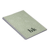 Matig groen patroon, monogrammen notitieboek (Rechterzijde)