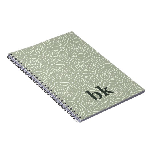 Matig groen patroon, monogrammen notitieboek (Rechterzijde)