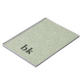 Matig groen patroon, monogrammen notitieboek (Linkerzijde)
