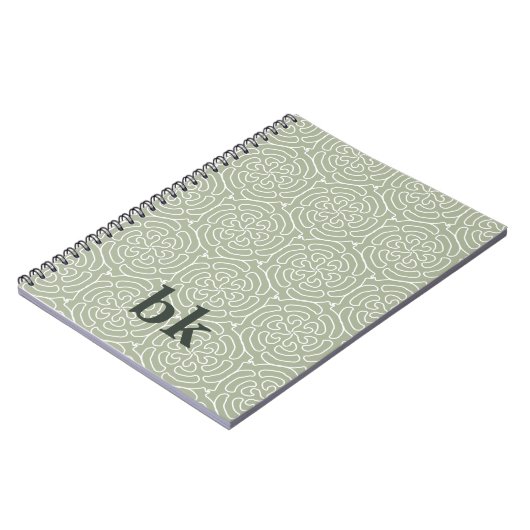 Matig groen patroon, monogrammen notitieboek (Linkerzijde)
