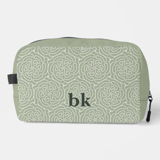 Matig groen patroon, monogrammen toilettasje (Voorkant)