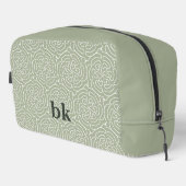Matig groen patroon, monogrammen toilettasje (Rechterhoek)