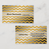 Matig gulden en grijze chevron visitekaartje (Voorkant / Achterkant)