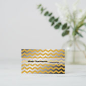 Matig gulden en grijze chevron visitekaartje (Staand voorkant)