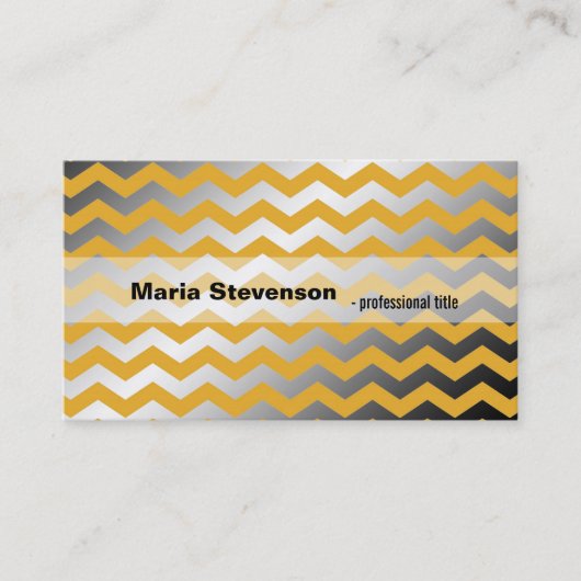 Matig gulden en grijze chevron visitekaartje (Voorkant)