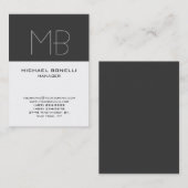 Matig haargrijs visitekaartje voor witte monogram (Voorkant / Achterkant)