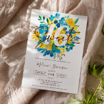 Matig herfst blauw geel bloemkool foto Sweet 16 Kaart<br><div class="desc">Viel je 16-jarige Sweet in stijl, op zoek naar de perfecte en coolste 16e verjaardagsfeestuitnodiging? Haal deze trendy en boho hand geschilderd helder en levendig blauw, geel en bruin floral waterverf script foto 16th verjaardagsuitnodiging, voeg uw foto aan de achterkant toe met een elegant handtekeningscript. Neem contact met mij op...</div>