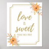 Matig herfst floral bruiloft dessert bar sign poster (Voorkant)