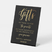 Matig Huwelijkscadeaus voor zwarte en goudolie Reclamebord Met Voetstuk (Voorkant)