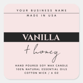 Matig kaarsproduct zwart zwart, roze etiket