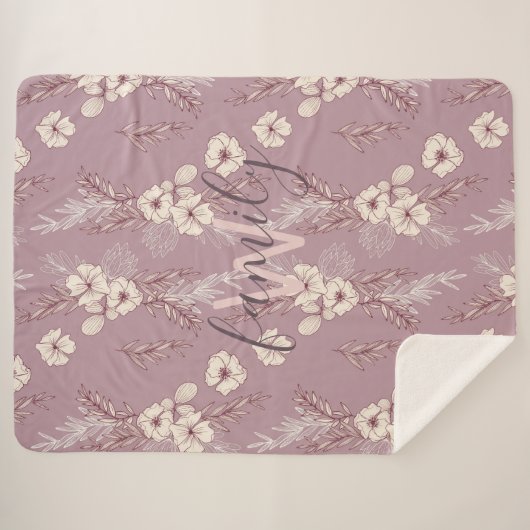 Matig kalk flormonogram sherpa deken (Voorkant (horizontaal))