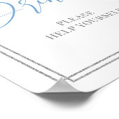 Matig kalligrafienblauw floral Silver-drink-teken Poster (Hoek)