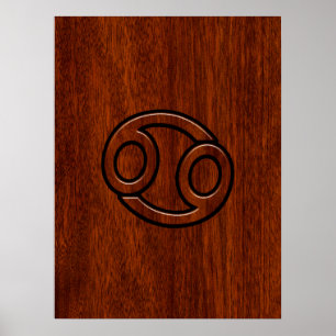 Matig kankerdier Onderteken op Mahogany Decor Poster