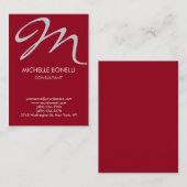 Matig karmijn grijs script visitekaartje (Voorkant / Achterkant)