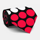 Matig karmijn Rood en Witte Polka Dot Stropdas (Opgerold)