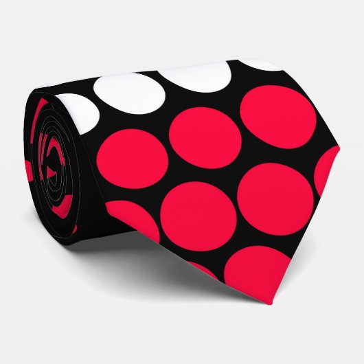 Matig karmijn Rood en Witte Polka Dot Stropdas (Opgerold)