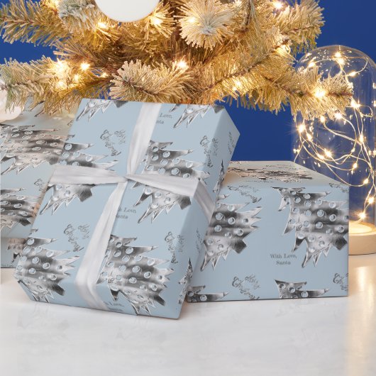 Matig kerstboompatroon Elegant Pastel Blue Cadeaupapier (Feestdagen)