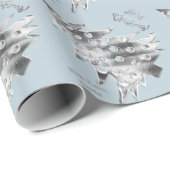 Matig kerstboompatroon Elegant Pastel Blue Cadeaupapier (Rol Hoek)