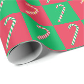 Matig kerstgecontroleerd rood-groen snoepriet cadeaupapier (Rol Hoek)