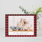 Matig kerstrood zwart speldenpatroon feestdagenkaart (Staand voorkant)