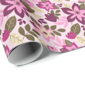 Matig kerstroze flessenhalzen cadeaupapier (Rol Hoek)