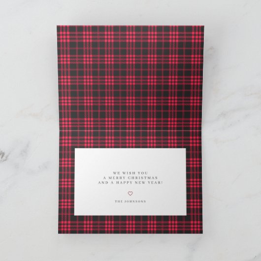 Matig kerstroze zwart speldenpatroon feestdagen kaart (Binnen)