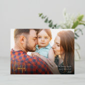 Matig kerstscript, volledige foto Gold Folie Feestdagenkaart (Staand Voorkant)