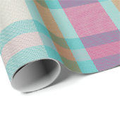 Matig kersttaarkleurige tartan retro hot-roze aqua cadeaupapier (Rol Hoek)
