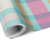 Matig kersttaarkleurige tartan retro hot-roze aqua cadeaupapier (Rol Hoek)