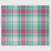 Matig kersttaarkleurige tartan retro hot-roze aqua cadeaupapier (Vlak)