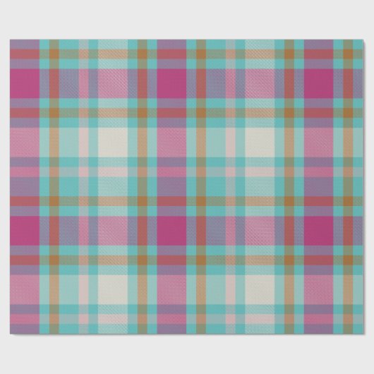 Matig kersttaarkleurige tartan retro hot-roze aqua cadeaupapier (Vlak)