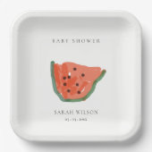 Matig Kind met handleiding Watermeloen Baby shower Papieren Bordje (Voorkant)