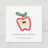 Matig Kinder met de hand getrokken appelfruit rood Vierkante Visitekaartje (Voorkant)