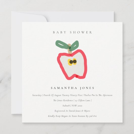 Matig Kinder met de hand getrokken Baby shower van Kaart (Voorkant)