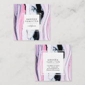 Matig KLASSE ELEGANT Black PINK WHITE MARBLE Vierkante Visitekaartje (Voorkant / Achterkant)