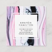 Matig KLASSE ELEGANT Black PINK WHITE MARBLE Vierkante Visitekaartje (Achterkant)