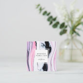 Matig KLASSE ELEGANT Black PINK WHITE MARBLE Vierkante Visitekaartje (Staand voorkant)
