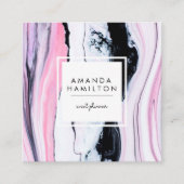 Matig KLASSE ELEGANT Black PINK WHITE MARBLE Vierkante Visitekaartje (Voorkant)