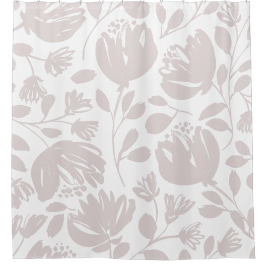 Matig klassiek bloem Licht roze en wit Douchegordijn (Voorkant)