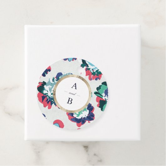 Matig klassiek groen goud abstract bloemmonogram bedankjes labels (In situ)