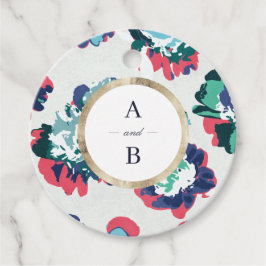 Matig klassiek groen goud abstract bloemmonogram bedankjes labels