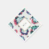 Matig klassiek groen goud abstract bloemmonogram servet (Hoek)