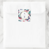 Matig klassiek groen goud abstract bloemmonogram vierkante sticker (Tas)