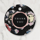 Matig klassiek zwart abstract bloemmonogram bedankjes labels (Achterkant)