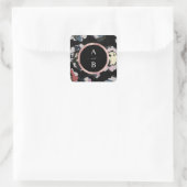 Matig klassiek zwart abstract bloemmonogram vierkante sticker (Tas)